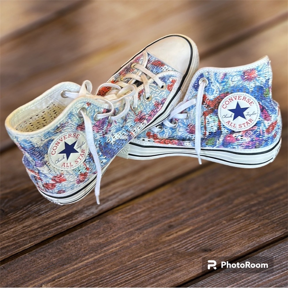 🐸❤️2 Time HP❤️🐸Converse Crocheter Hi-top Spray Paint Shoes - Picture 2 of 6